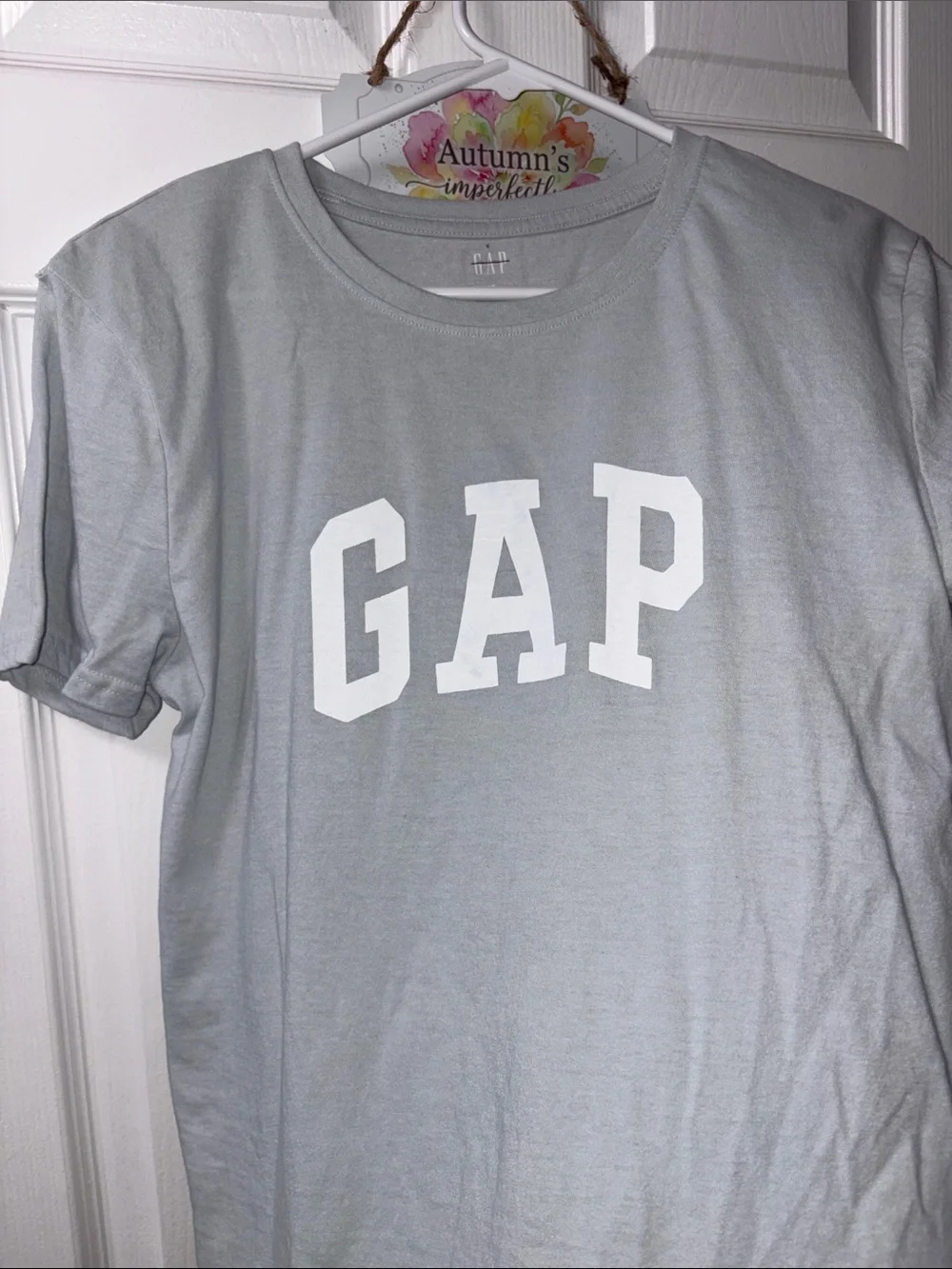 GAP Gray Logo Tee with White Lettering girls xl 14/16